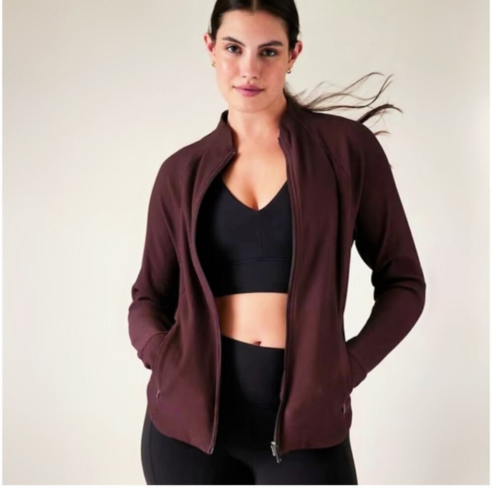 Athleta Salutation Ribbed Jacket womens size M Slate